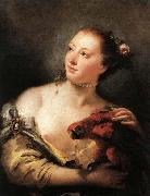 Giovanni Battista Tiepolo Woman with a Parrot oil on canvas